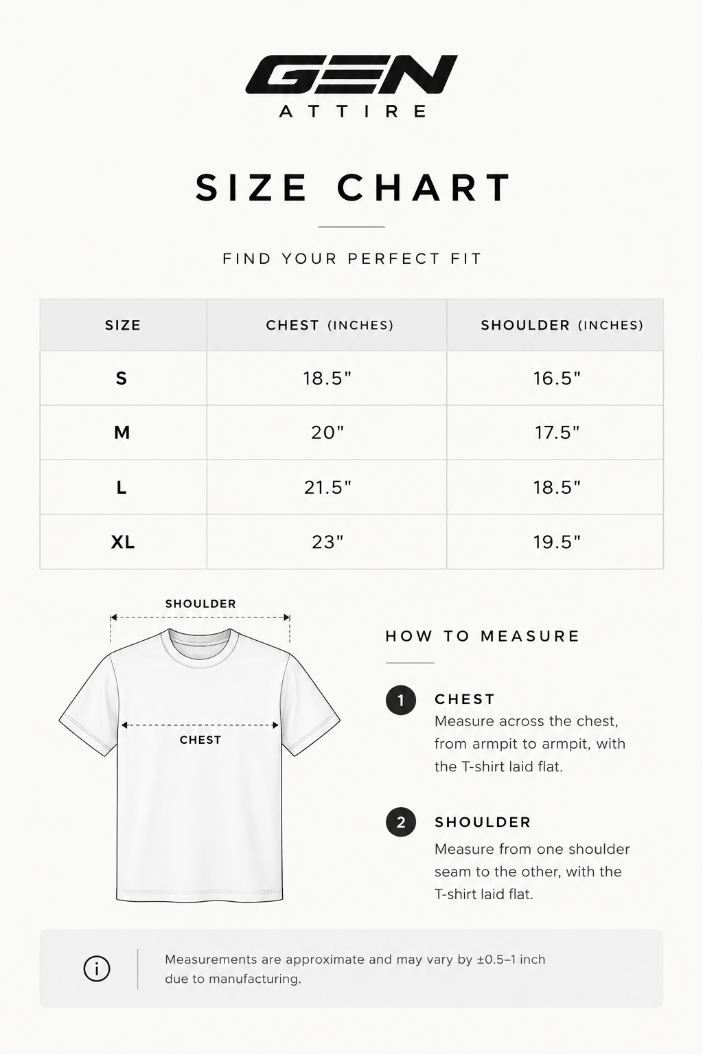 Gen Attire Size Chart - Find Your Perfect Fit